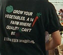 Young man wearing T-shirt at a market