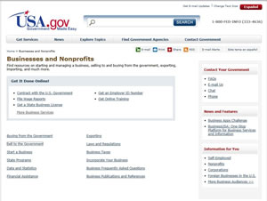 USA Government Businesses Information Screenshot