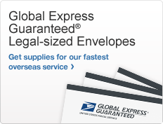 Global Express Guaranteed® Legal-sized Envelopes. Get supplies for our fastest overseas service. Image of GXG® envelopes.