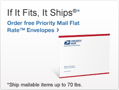 If It Fits, It Ships®*  Order free Priority Mail Flat RateTM Envelopes photo of priority mail envelope *Ship mailable items up to 70 lbs.