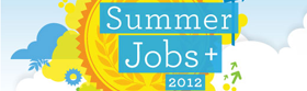 Summer Jobs 2012 text on a sun and clouds background