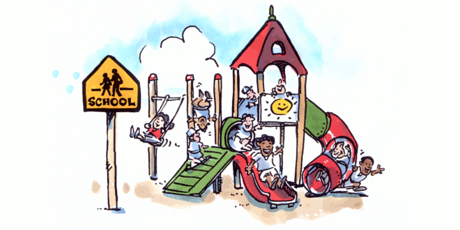 cartoon of school yard