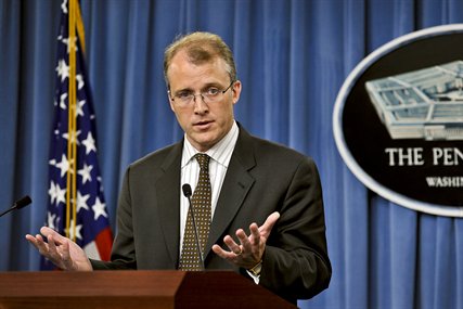 Pentagon Press Secretary George E. Little briefs reporters at the Pentagon, Sept. 13, 2012. Little responded to questions about protests in Egypt and the killing of U.S. Ambassador to Libya J. Christopher Stevens.