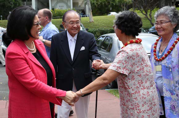 Senator Inouye and Irene before Easter services at the Harris United Methodist Church in Honolulu.