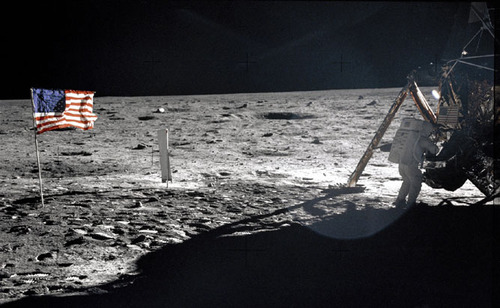 Image description: Forty three years ago today, two Americans became the first humans to walk on the moon. Here you see Neil Armstrong working at an equipment storage area on the surface of the moon. This is one of the few photos that show Armstrong during the moonwalk.
Learn more about the first moonwalk and watch videos from this historic event.
Photo by NASA.