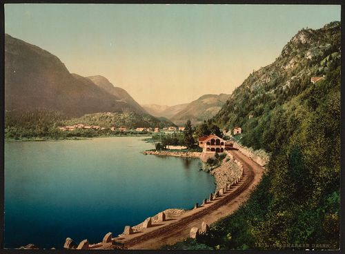 Image description: This photocrom shows Telemark, Norway sometime between 1890 and 1910. It was published by the Detroit Publishing Company.
Photocroms are richly colored images look like photographs but are actually ink-based photolithographs, usually measuring 6.5 x 9 inches.
View more travel photocroms.
Image from the Library of Congress Prints and Photographs Division