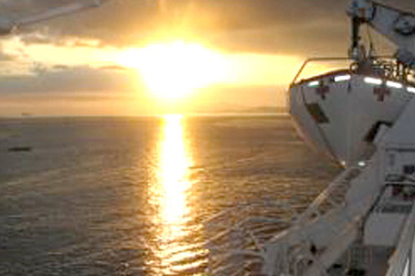 View of the sunset from the USNS Comfort.