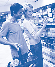 Image of a couple shopping at grocery store