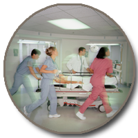 Picture of clinicians moving patient