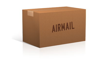 image of a brown box labeled airmail