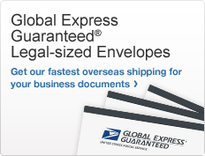 Global Express Guaranteed® Legal-sized Envelopes. Get our fastest overseas shipping for your business documents. Image of GXG® envelopes.