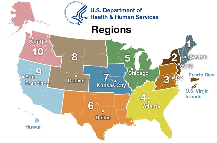 U.S. Department of Health & Human Services Regional Map