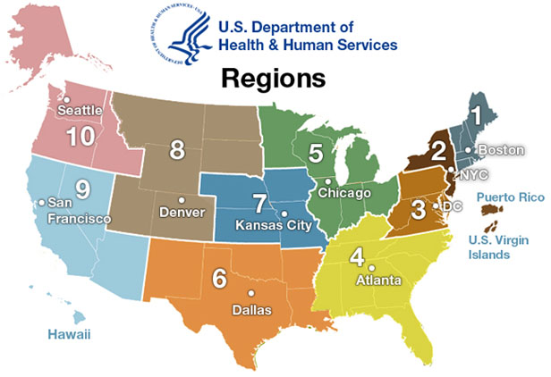 U.S. Department of Health & Human Services Regional Map