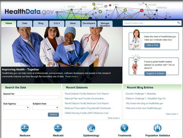 Screenshot of HealthData.gov website