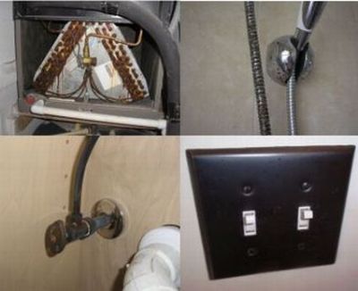 Light switch plate, air conditioner coils, and plumbing fixtures