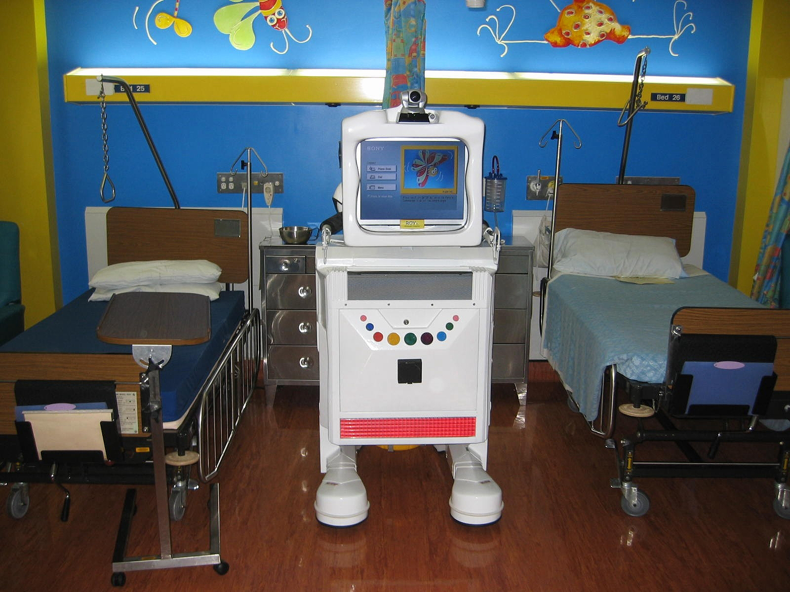 Figure2 - A videoconferencing unit encased in a plastic shell is used in an in-patient pediatric room.  
