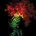 illustration of an antibody attached to an HIV surface protein