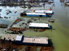 Flooded ninth ward after Hurricane Katrina