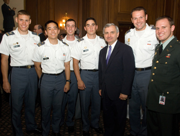 Jack Reed with a group of West Point cadets
