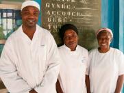 Health care workers in an IRC-supported clinic in Democratic Republic of Congo