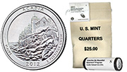 The reverse side of the Acadia National Park quarter, the "S" mint mark bag and roll