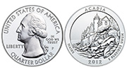 Obverse and reverse of the 2012 America the Beautiful Five-Ounce Silver Uncirculated Coin™ – Acadia National Park