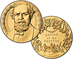 Image shows obverse and reverse of The Constantino Brumidi Bronze Medal
