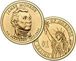 Presidential $1 Coin: Monroe Obverse
