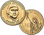 Presidential $1 Coin: Jefferson Obverse