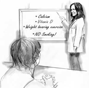 Illustration of a woman teacher giving health tips to a student