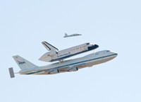 NASA space shuttle mounted on a modified 747