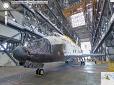Space shuttle Atlantis in the Vehicle Assembly Building transfer aisle