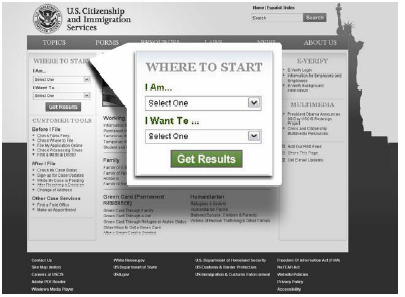 the Where to Start tool on the left corner of the homepage website