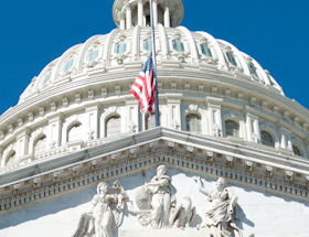Flags over the U.S Capitol flew at half-staff in observance of September 11, 2001.
