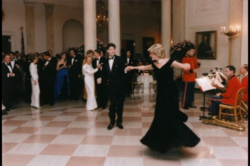 Image description: John Travolta dances with Princess Diana to music from Saturday Night Fever during her 1985 visit to the White House.
Past and current presidents have met with British leaders many times over the years. Most recently President Obama welcomed the British Prime Minister and his wife to the United States.
To mark the visit, the White House Historical Association put together a photo slideshow of some of the British visits to the United States. View more photos from the slideshow.
Photo from the Ronald Reagan Presidential Library