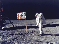 Photo of Buzz Aldrin on the moon.