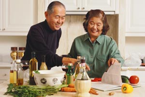 a man and a woman cooking