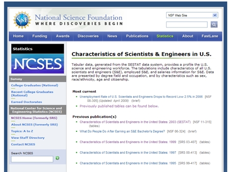 Screenshot of the NSF.gov homepage.