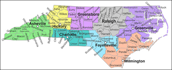Charlotte field office, resident agencies jurisdictions map