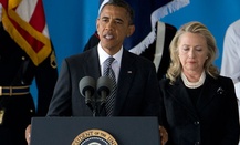 Obama and Clinton spoke Friday at Andrews Air Force Base.