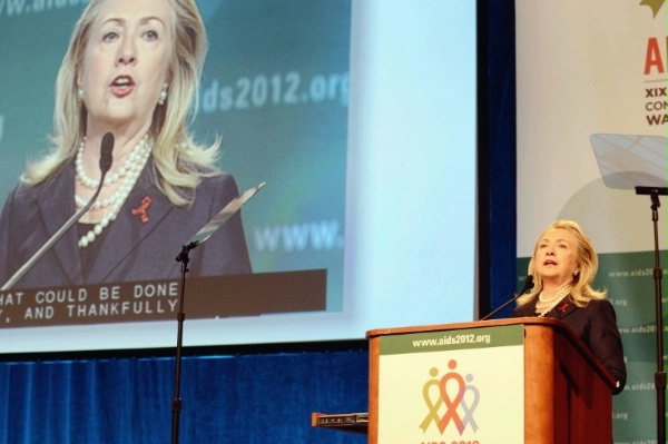 Secretary Clinton delivering keynote address at the 2012 International AIDS Conference held at the Washington Convention Center.
