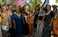 Date: 08/31/2012 Description: Secretary Clinton, center, poses with women during an event on sustainable development and conservation, in Rarotonga, Cook Islands. © AP Image