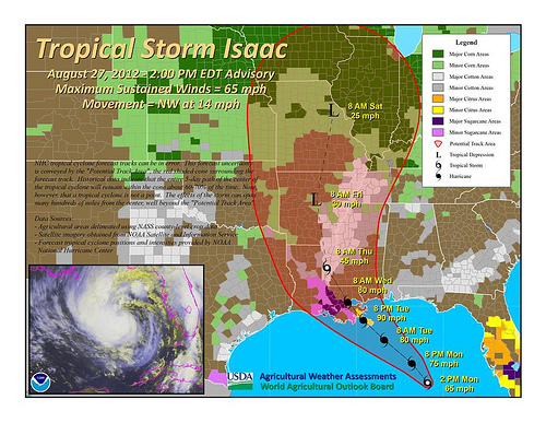 Tropical Storm Isaac - August 27, 2012 as of 2pm EDT