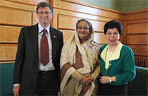 Bill Gates of the Bill and Melinda Gates Foundation, Mrs. Sheikh Hasiba, Prime Minister of Bangladesh, and Dr, Margaret Chan, Director General of WHO at the May, 2011 World Health Assembly.