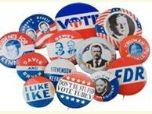collage of old campaign buttons