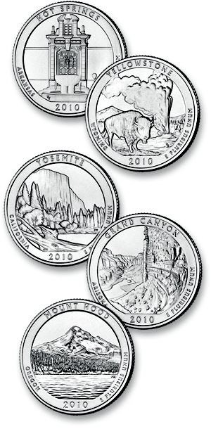 Image shows 2010 quarters reverse.