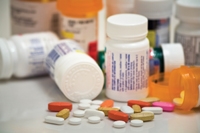 Prescription medication in bottles and pills