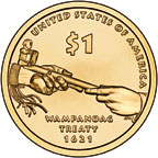 Image shows the back of the 2011 Native American $1 Coin.