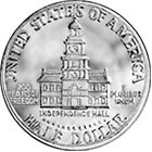Image shows the back of the Bicentennial half dollar.