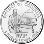Coin image shows Duke Ellington seated at a piano.